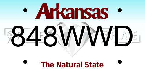 848WWD Arkansas License Plate