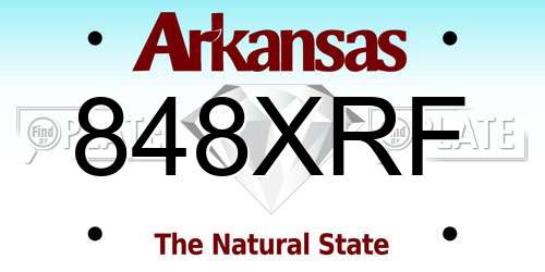 848XRF Arkansas License Plate