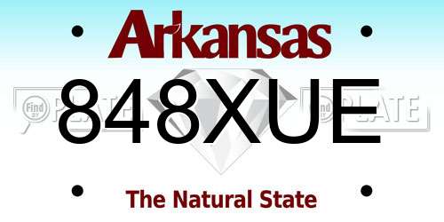 848XUE Arkansas License Plate