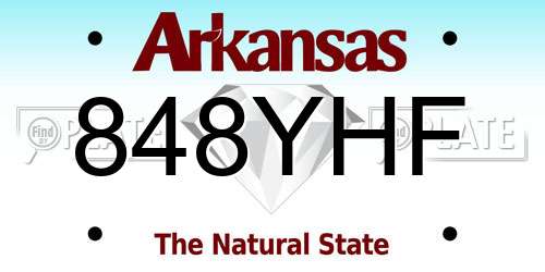 848YHF Arkansas License Plate