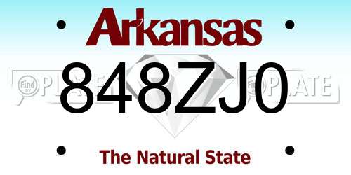 848ZJ0 Arkansas License Plate