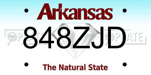 848ZJD Arkansas License Plate