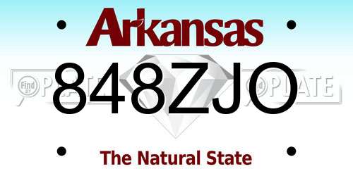 848ZJO Arkansas License Plate