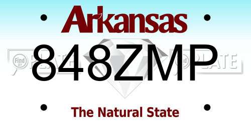 848ZMP Arkansas License Plate