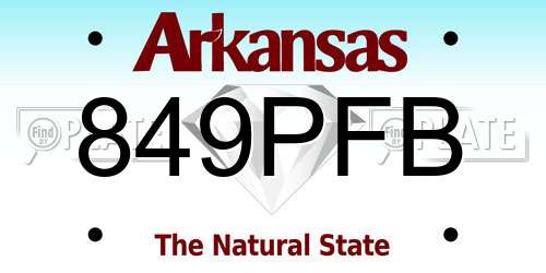 849PFB Arkansas License Plate