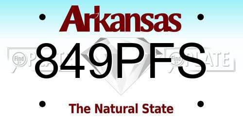 849PFS Arkansas License Plate