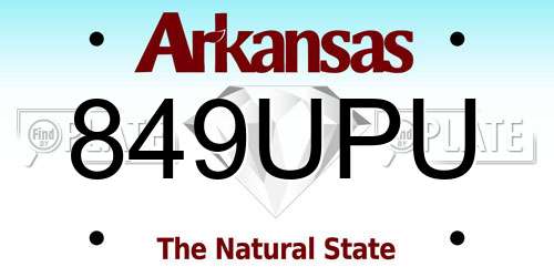 849UPU Arkansas License Plate
