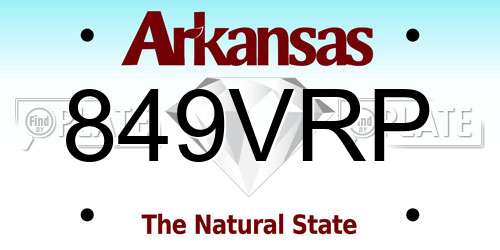 849VRP Arkansas License Plate