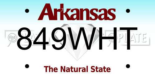 849WHT Arkansas License Plate