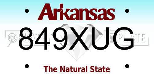 849XUG Arkansas License Plate