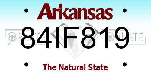 84IF819 Arkansas License Plate