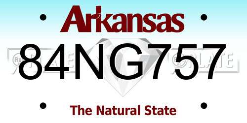 84NG757 Arkansas License Plate
