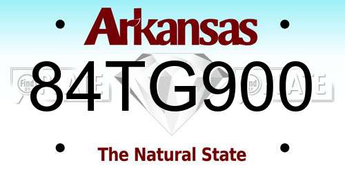 84TG900 Arkansas License Plate