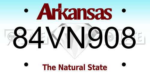 84VN908 Arkansas License Plate