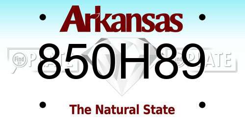 850H89 Arkansas License Plate