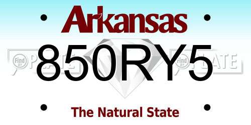 850RY5 Arkansas License Plate