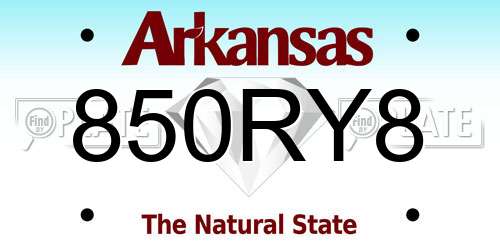 850RY8 Arkansas License Plate