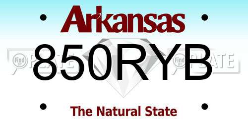 850RYB Arkansas License Plate