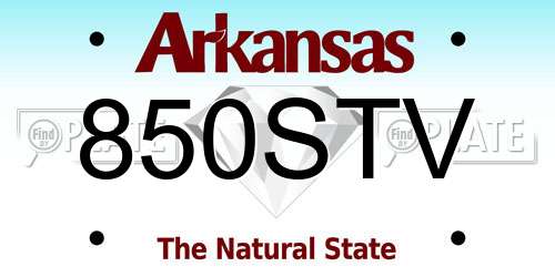 850STV Arkansas License Plate