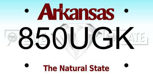 850UGK Arkansas License Plate