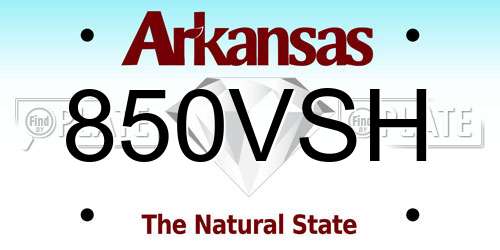 850VSH Arkansas License Plate