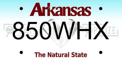 850WHX Arkansas License Plate
