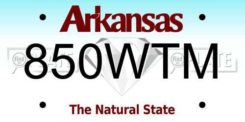 850WTM Arkansas License Plate