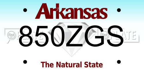 850ZGS Arkansas License Plate
