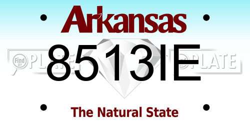 8513IE Arkansas License Plate