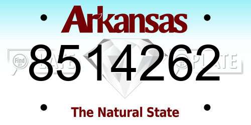 8514262 Arkansas License Plate
