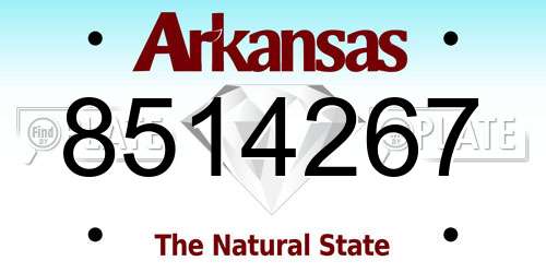 8514267 Arkansas License Plate