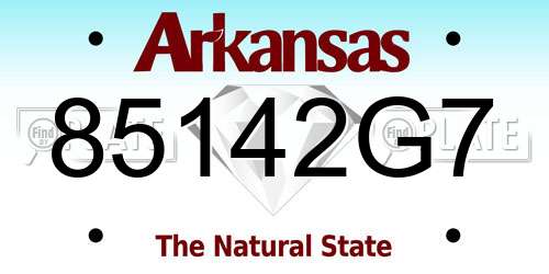 85142G7 Arkansas License Plate