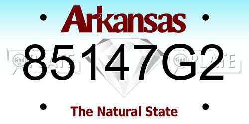 85147G2 Arkansas License Plate
