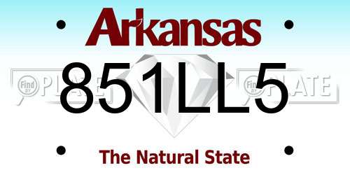 851LL5 Arkansas License Plate
