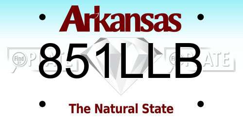 851LLB Arkansas License Plate