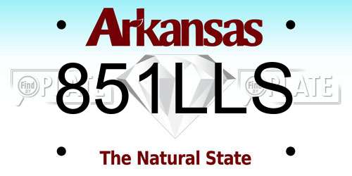 851LLS Arkansas License Plate