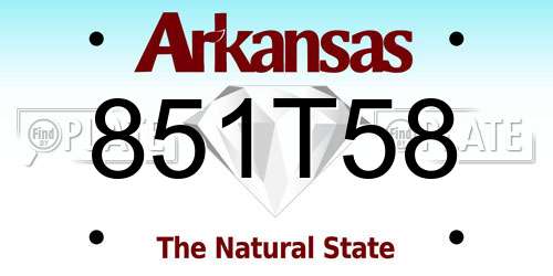 851T58 Arkansas License Plate