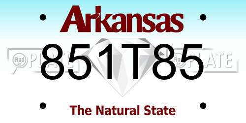 851T85 Arkansas License Plate