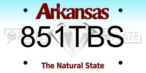 851TBS Arkansas License Plate