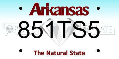 851TS5 Arkansas License Plate