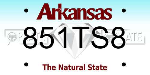 851TS8 Arkansas License Plate