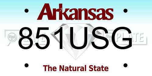 851USG Arkansas License Plate