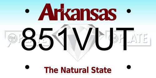 851VUT Arkansas License Plate