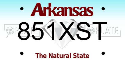 851XST Arkansas License Plate
