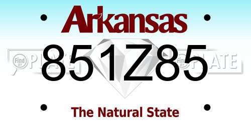 851Z85 Arkansas License Plate