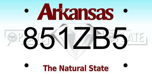 851ZB5 Arkansas License Plate