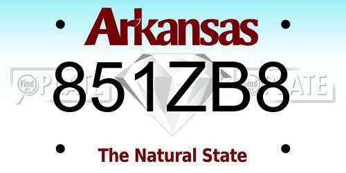 851ZB8 Arkansas License Plate