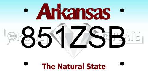 851ZSB Arkansas License Plate
