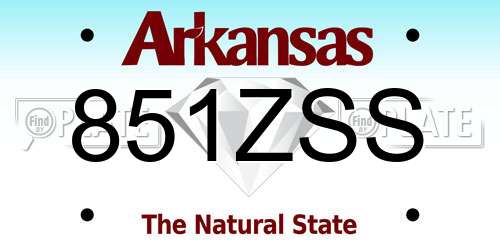 851ZSS Arkansas License Plate
