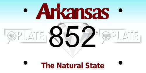 852 Arkansas License Plate